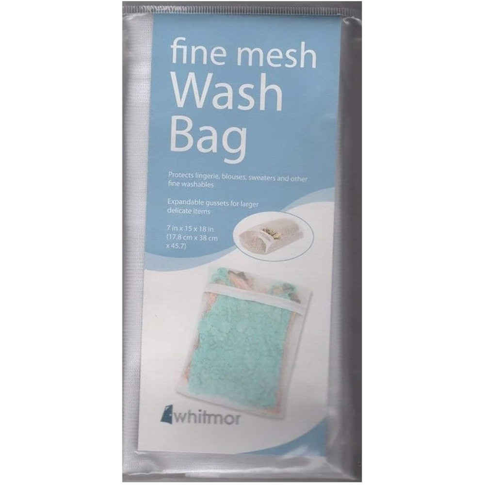 Whitmor Zippered Fine Mesh Wash Bag To Wash Delicate Clothes, White