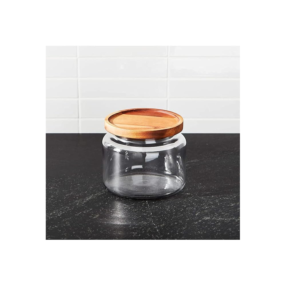Anchor Hocking Elegant And Attractive Montana Jar with Acacia Lid, Clear