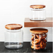 Anchor Hocking Elegant And Attractive Montana Jar with Acacia Lid, Clear