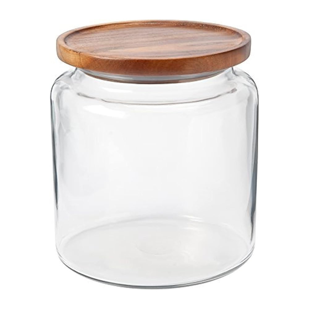 Anchor Hocking Elegant And Attractive Montana Jar With Acacia Lid And Dishwasher Safe, Clear