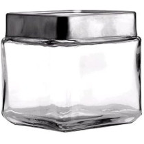 Anchor Hocking Stackable Glass Jar with Brushed Aluminum Lid One Quart, Clear