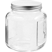 Anchor Hocking Cracker Jar with Brushed Metal Lid 2 Quart, Clear