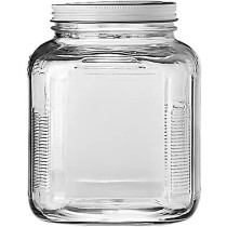 Anchor Hocking Cracker Jar with Brushed Metal Lid 2 Quart, Clear