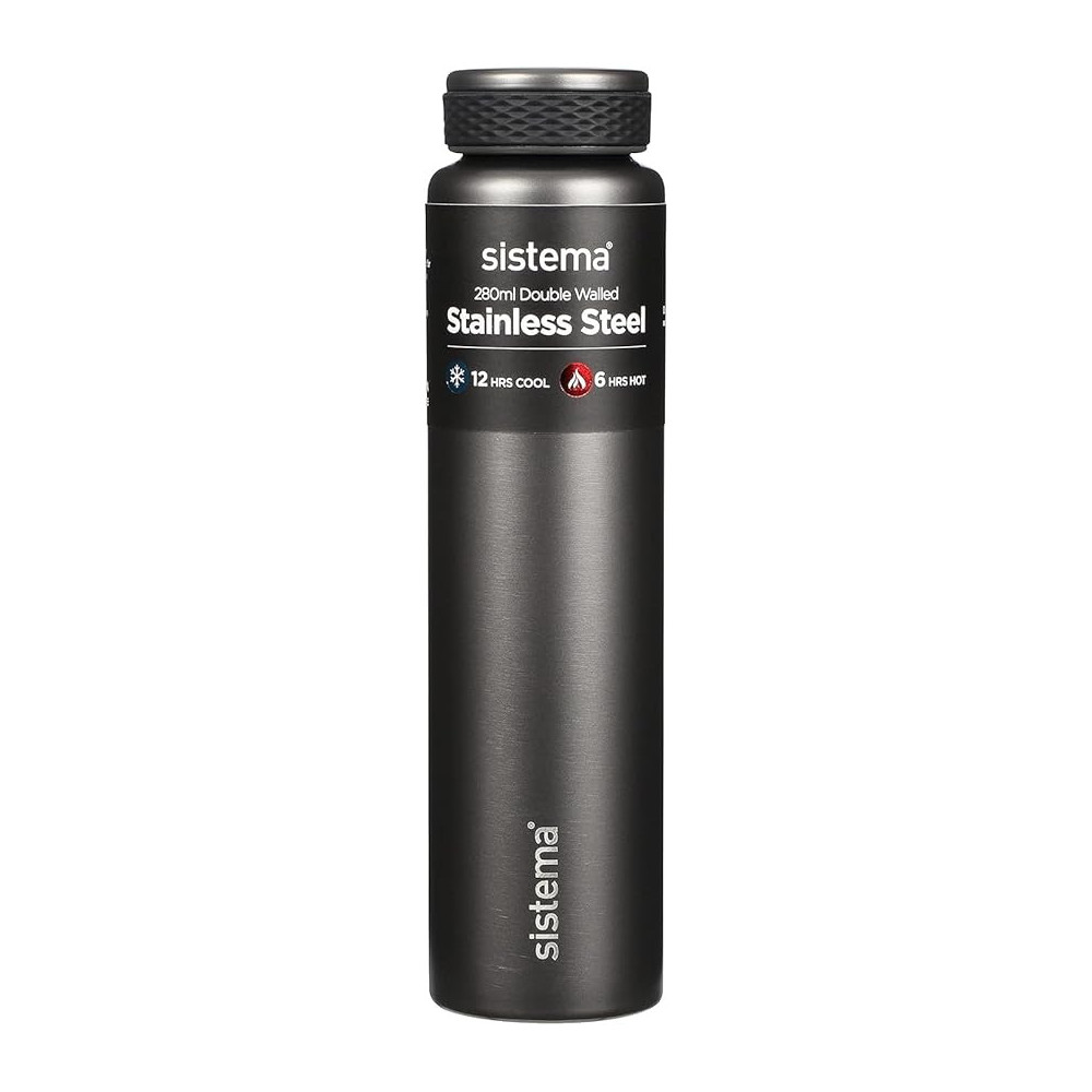 Sistema Hydrate Stainless Steel Double Walled Vacuum Insulated Water Bottle 280ml, Multicolors