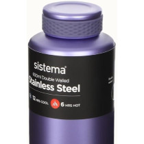 Sistema Hydrate Stainless Steel Double Walled Vacuum Insulated Leak Proof Bottle 600ml, Purple