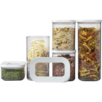 Mepal Multi Purpose Food Storage Container, Set Of 5, Clear/White