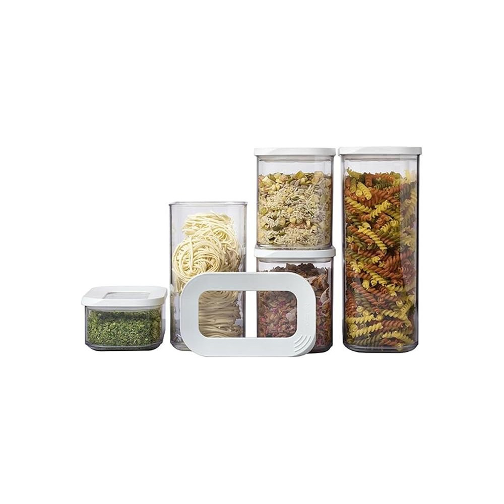 Mepal Multi Purpose Food Storage Container, Set Of 5, Clear/White