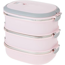 Simplify 3 Tier Stainless Steel Insulated Lunch Box With Easy To Lock Closure Buttons