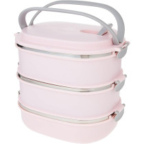 Simplify 3 Tier Stainless Steel Insulated Lunch Box With Easy To Lock Closure Buttons