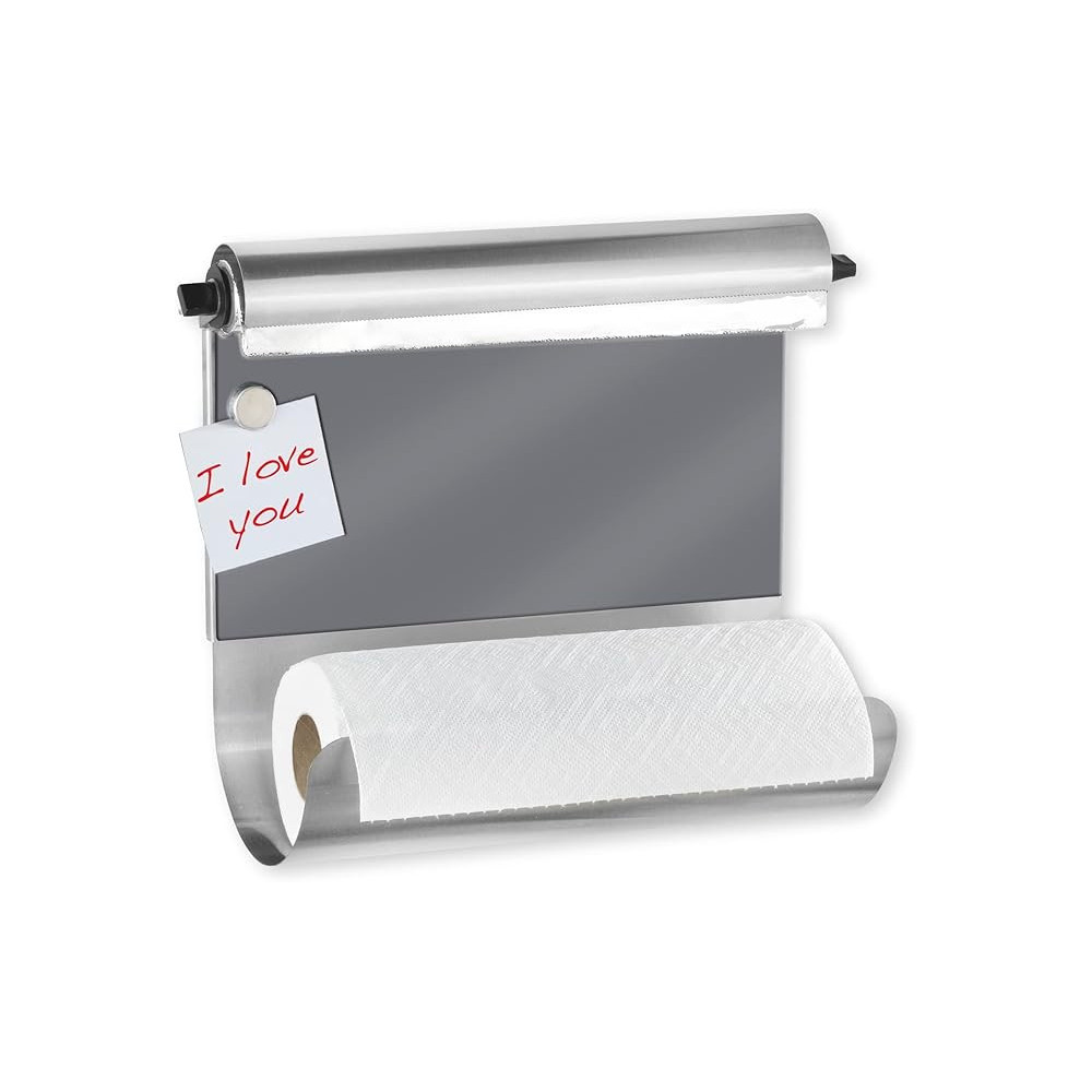 Wenko Magnetic Kitchen Roll Holder With Foil Dispenser, Grey