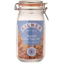 Kilner Large Cliptop Round Glass Jar With 1Litre Capacity