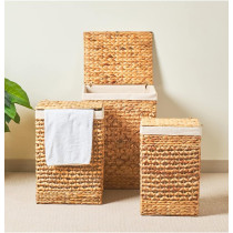 Homesmiths Natural Water Hyacinth Laundry Hamper Basket 38 x 28 x 56 cm