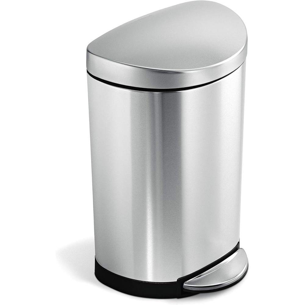 Simplehuman Stainless Steel Semi Round Trash Bin 10L Capacity, Silver