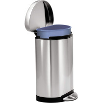Simplehuman Stainless Steel Semi Round Trash Bin 10L Capacity, Silver