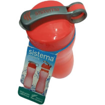 Sistema Hourglass Water Bottle With Flip To Lid And Fingerloop, Orange