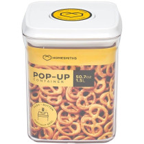Homesmiths Airtight Square Food Popup Container Durable Lid 1.5ml Capacity, Clear/White
