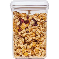Homesmiths Airtight Square Food Popup Container Durable Lid 1.5ml Capacity, Clear/White