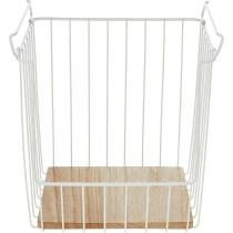 Interdesign Wire And Paulownia Wood Open Front Storage Bin 12 x 12 x 12 Inch, White