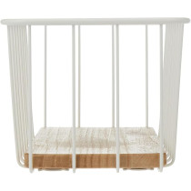 Interdesign Wire And Paulownia Wood Open Front Storage Bin 12 x 6 x 5 Inch, White