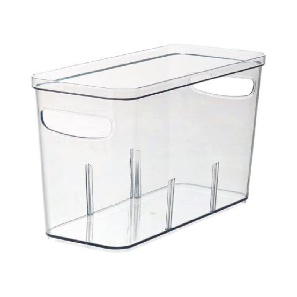 Rosanna Pansino Recycled Plastic Crisp Storage Bin With Dividers 6 x 14 Inch, Clear
