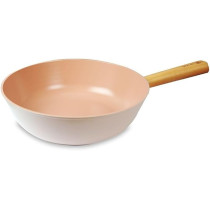 Neoflam Fika Blossom Premium Quality Non Stick Wok Pan 28 cm, Sandy Pink