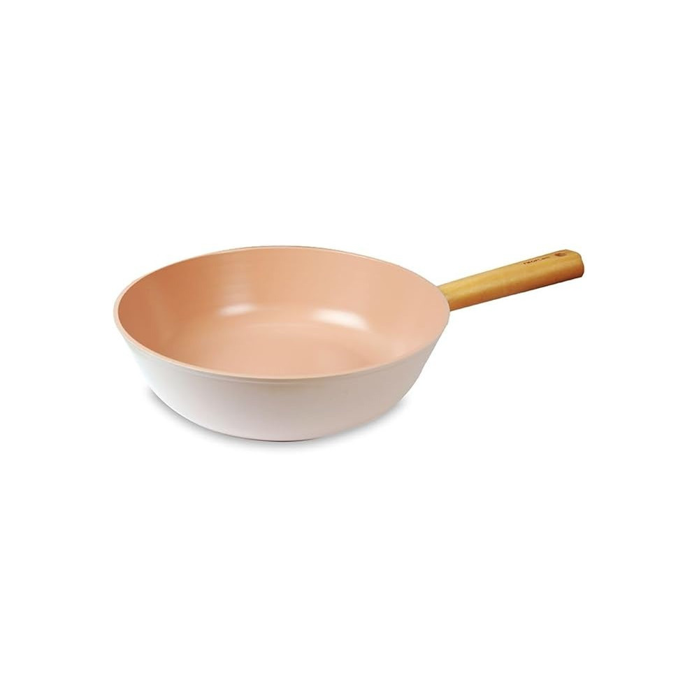 Neoflam Fika Blossom Premium Quality Non Stick Wok Pan 28 cm, Sandy Pink