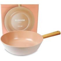 Neoflam Fika Blossom Premium Quality Non Stick Wok Pan 28 cm, Sandy Pink