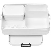 Mepal Flat Large Rectangle Lunch Box With Compartment, Dishwasher Safe, White