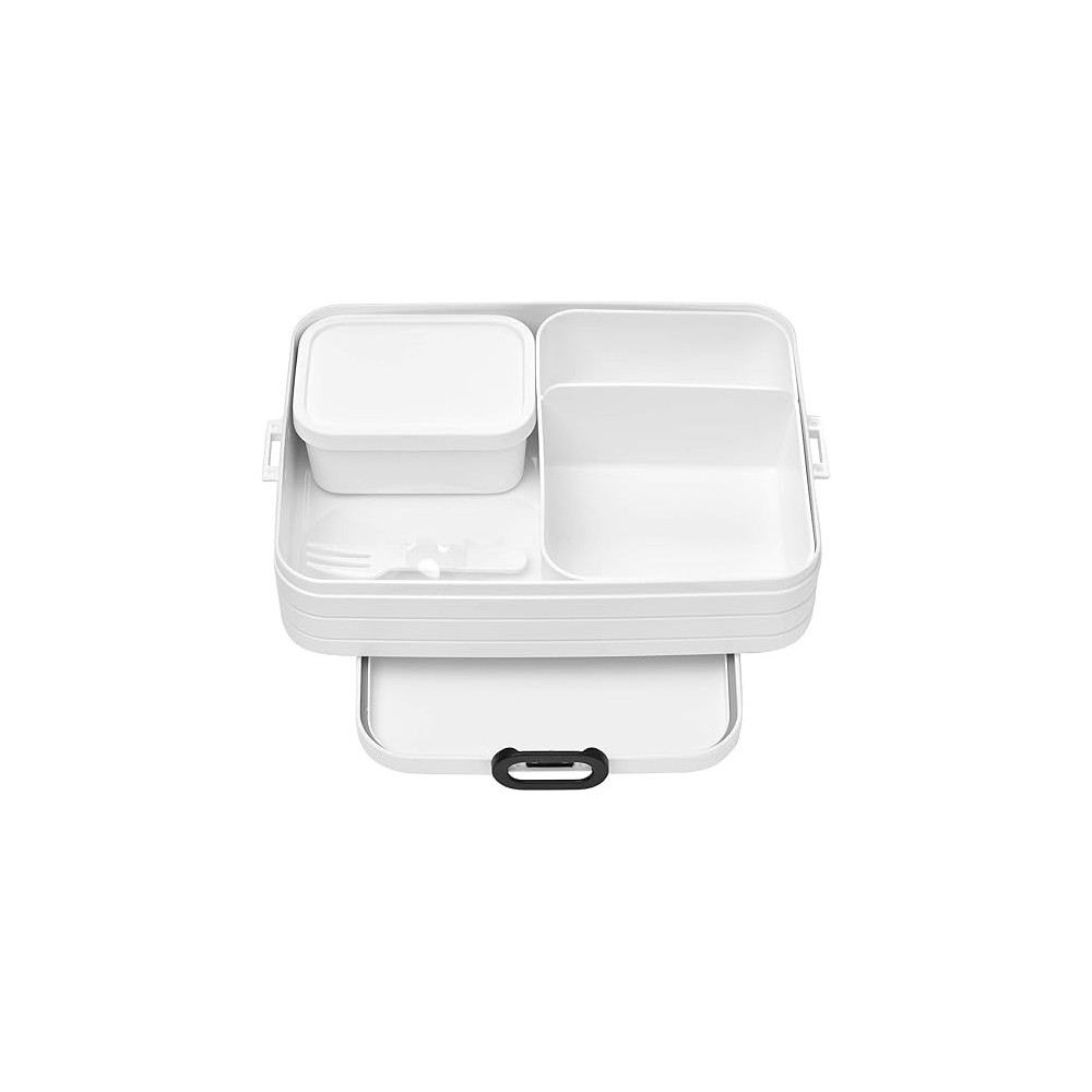 Mepal Flat Large Rectangle Lunch Box With Compartment, Dishwasher Safe, White