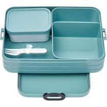 Mepal Flat Large Rectangle Lunch Box With Compartment, Dishwasher Safe, Nordic Green