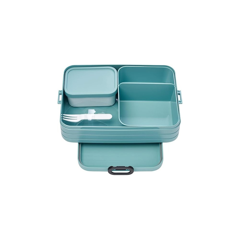 Mepal Flat Large Rectangle Lunch Box With Compartment, Dishwasher Safe, Nordic Green
