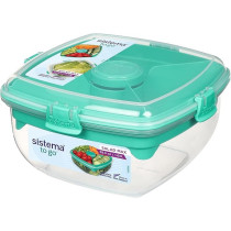Sistema To Go Salad Max Food Storage Container With Sections And Easy Locking 1.63L Storage Capacity