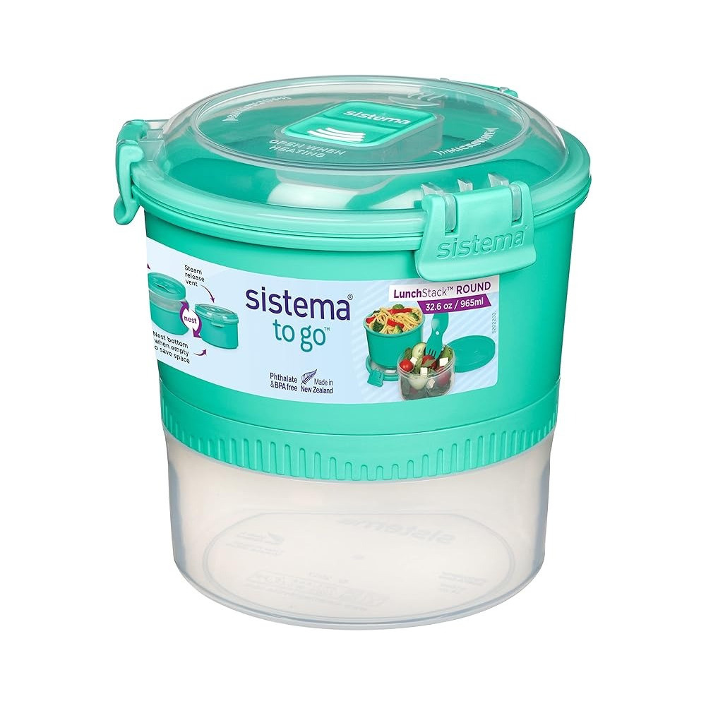 Sistema TO Go Clip It Long Round Lunch Stack, Microwave And Dishwahser Safe