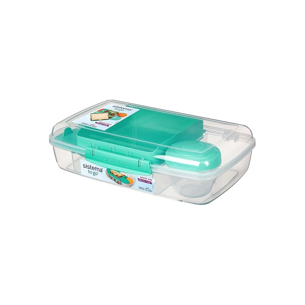 Sistema To Go Bento Box With Sections And Easy Locking 1.76L Storage Capacity, Clear