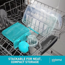 Sistema To Go Bento Box With Sections And Easy Locking 1.76L Storage Capacity, Clear