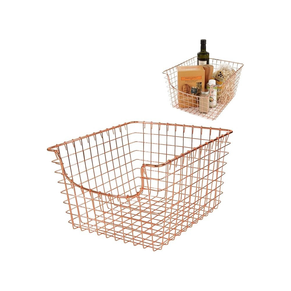 Spectrum Medium Vintage Inspired Multipurpose Scoop Wire Basket, Copper