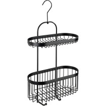 Wenko 2 Tier Stainless Steel Rust Resistant Bathroom Caddy With Hook, Black
