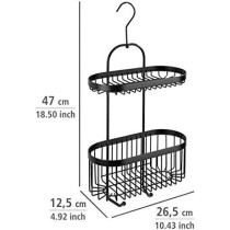 Wenko 2 Tier Stainless Steel Rust Resistant Bathroom Caddy With Hook, Black