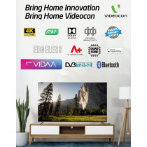 Videocon 55 Inch Edgeless 4K UHD Smart TV with Bluetooth, Voice Mouse and Dolby Audio 2024, New Model- E55ELVD1100