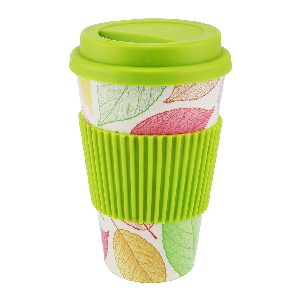 Cuisine Art Stylish Eco Friendly Leaves Design Bamboo Fibre Mug 14.5 X 8 cm, Multicolour