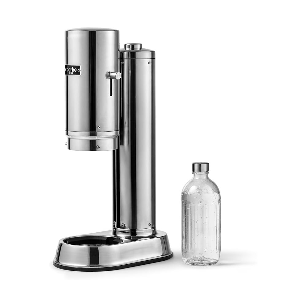 Aarke High Quality Stainless Steel Sparkling Water Maker With Glass Bottle, One Handed Operation