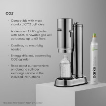 Aarke High Quality Stainless Steel Sparkling Water Maker With Glass Bottle, One Handed Operation