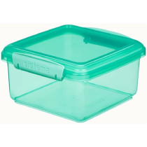 Sistema Klip It Airtight Square Stackable Lunch Box, Microwave And Dishwasher Safe, 1.2L Storage Capacity, Green