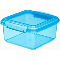 Sistema Klip It Airtight Square Stackable Lunch Box, Microwave And Dishwasher Safe, 1.2L Storage Capacity, Blue