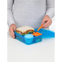 Sistema 400ml BPA Free Rectangular Lunch Box With Clip Closure Pack Of 3, Blue