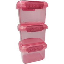 Sistema 400ml BPA Free Rectangular Lunch Box With Clip Closure Pack Of 3, Orange