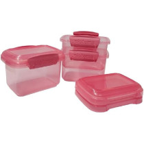 Sistema 400ml BPA Free Rectangular Lunch Box With Clip Closure Pack Of 3, Orange