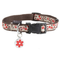 Bobby Flower Pattern Dog Collars, Brown Colour, Small