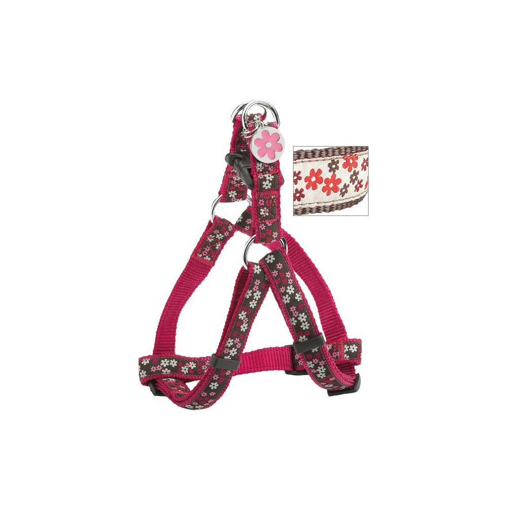 Bobby Flower Pattern Harness For Dogs, Red, Medium