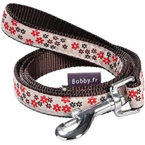 Bobby Flower Pattern Leash For Dogs, Brown, Size 20